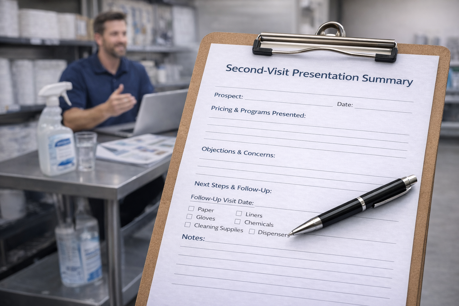 Prospect registration follow up form for second visit with pricing and program notes